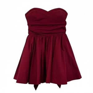 Chic Le Frique Burgundy Strapless Fit Flare Mini Dress L Crinoline Slip